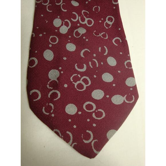 Vintage GIORGIO ARMANI Silk Tie Maroon Gray Retro Geometric Pattern Necktie - Picture 2 of 3